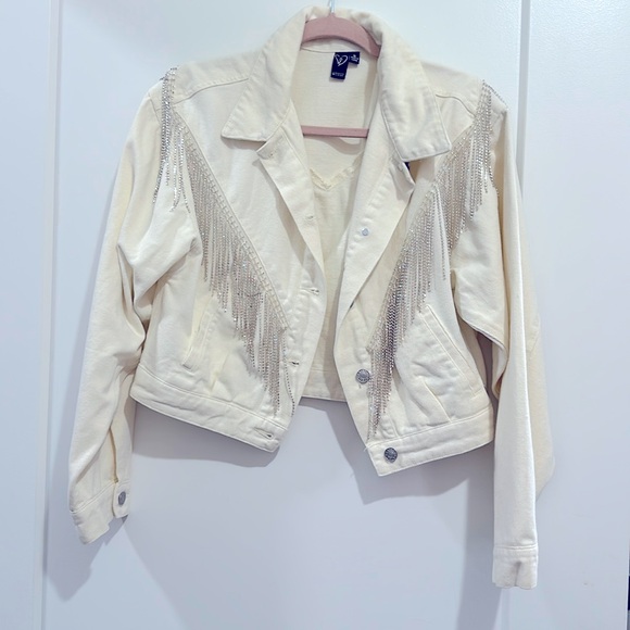 Windsor Jackets & Blazers - Windsor Rhinestone Fringe Denim Jacket